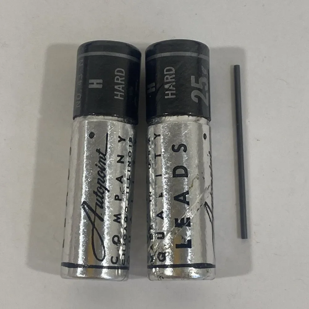 Vtg Lot (2) AUTOPOINT Mechanical Pencil Lead 43-N H Hard Black 1-3/8